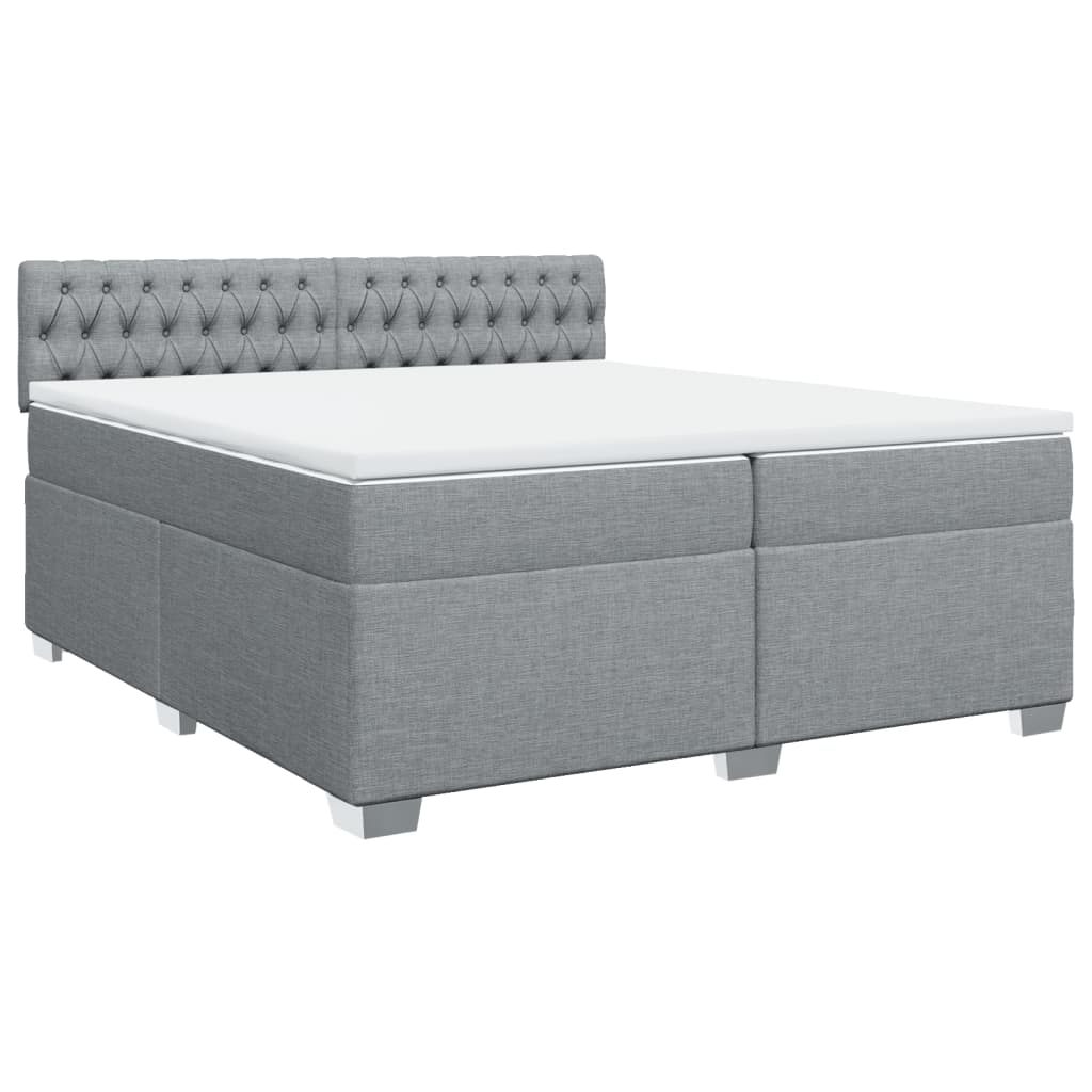 Giroletto a Molle con Materasso Grigio Chiaro 200x200cm Tessuto