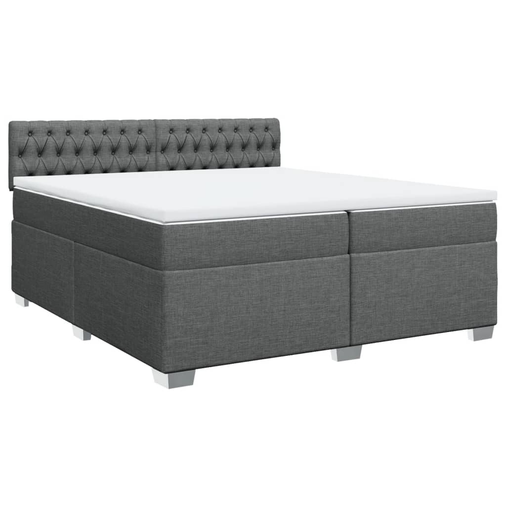 Giroletto a Molle con Materasso Grigio Scuro 200x200 cm Tessuto
