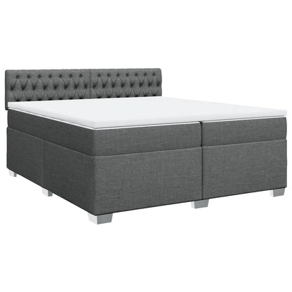 Giroletto a Molle con Materasso Grigio Scuro 200x200 cm Tessuto