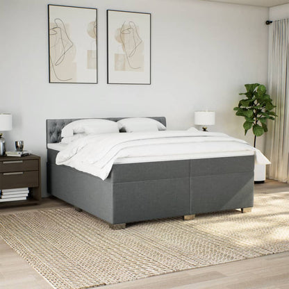 Giroletto a Molle con Materasso Grigio Scuro 200x200 cm Tessuto