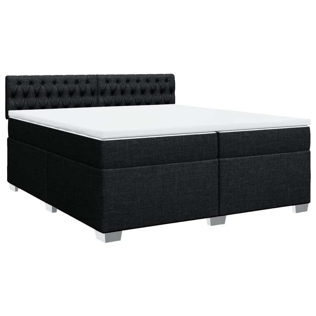 Giroletto a Molle con Materasso Nero 200x200 cm in Tessuto