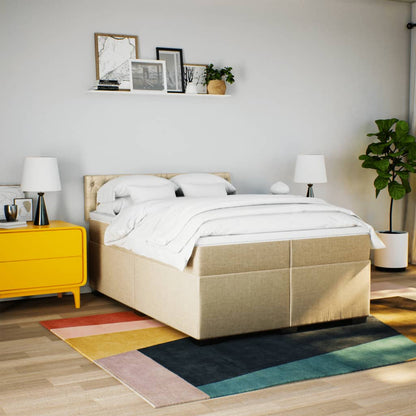 Giroletto a Molle con Materasso Crema 200x200 cm in Tessuto