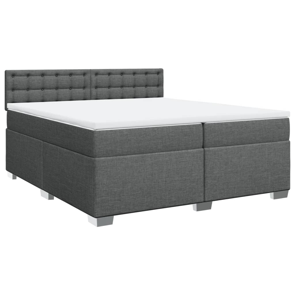 Giroletto a Molle con Materasso Grigio Scuro 200x200 cm Tessuto