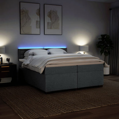 Giroletto a Molle con Materasso Grigio Scuro 200x200 cm Tessuto