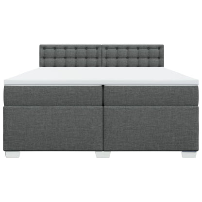 Giroletto a Molle con Materasso Grigio Scuro 200x200 cm Tessuto