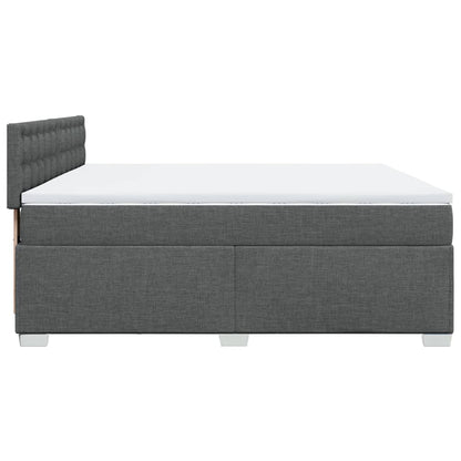 Giroletto a Molle con Materasso Grigio Scuro 200x200 cm Tessuto