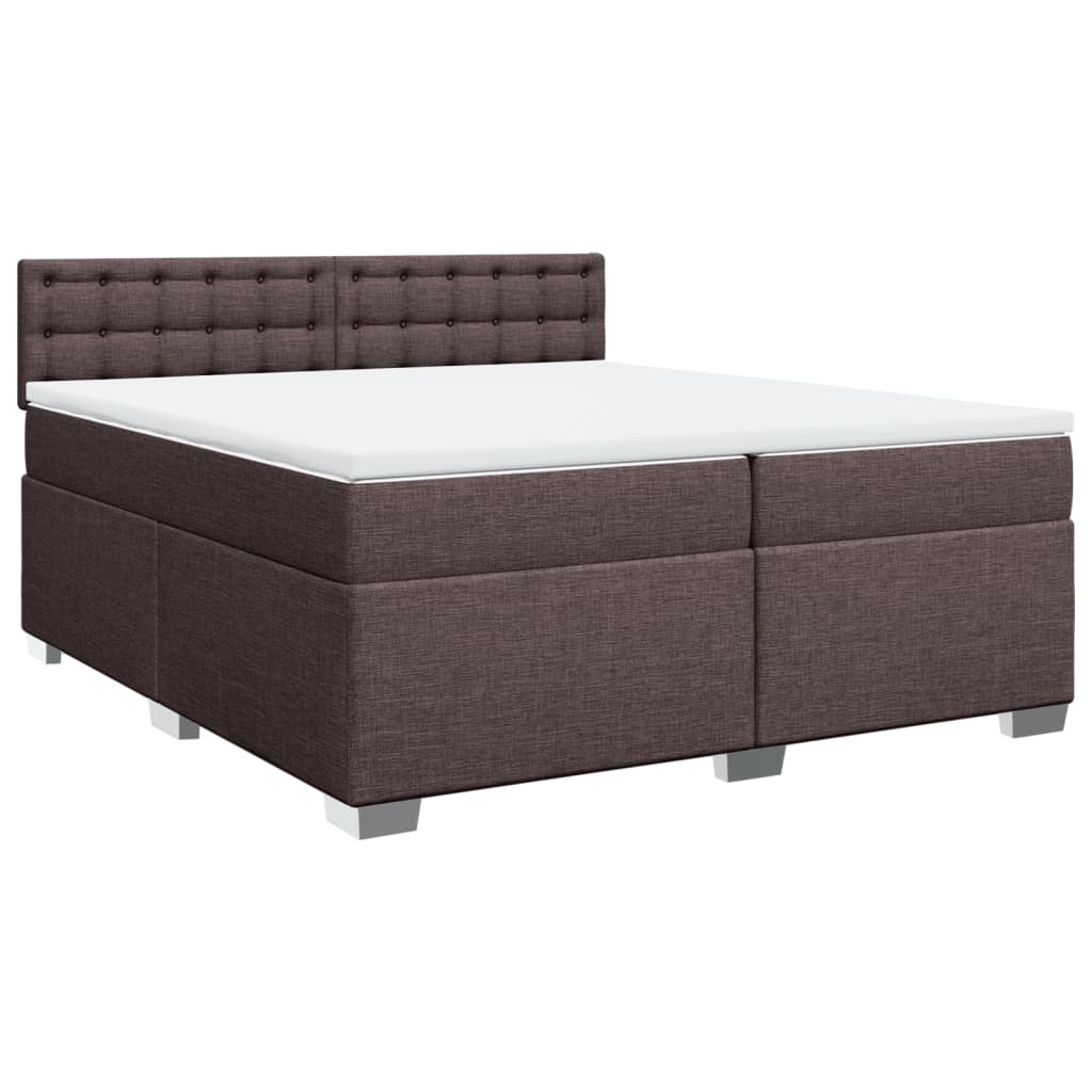 Giroletto a Molle con Materasso Marrone Scuro 200x200cm Tessuto