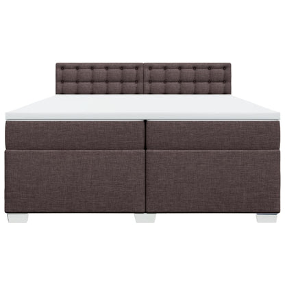 Giroletto a Molle con Materasso Marrone Scuro 200x200cm Tessuto