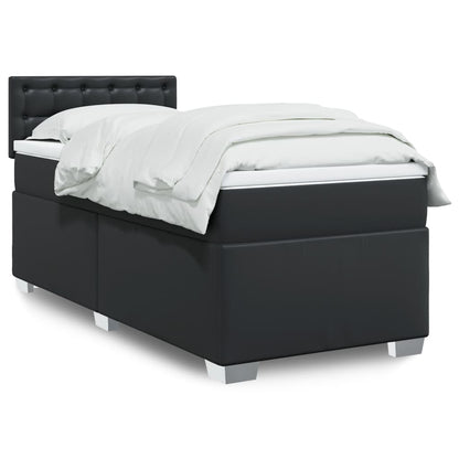 Giroletto a Molle con Materasso Nero 80x200 cm in Similpelle