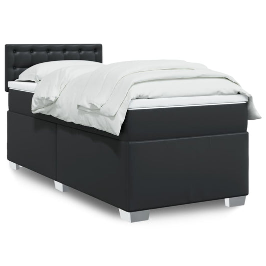 Giroletto a Molle con Materasso Nero 80x200 cm in Similpelle