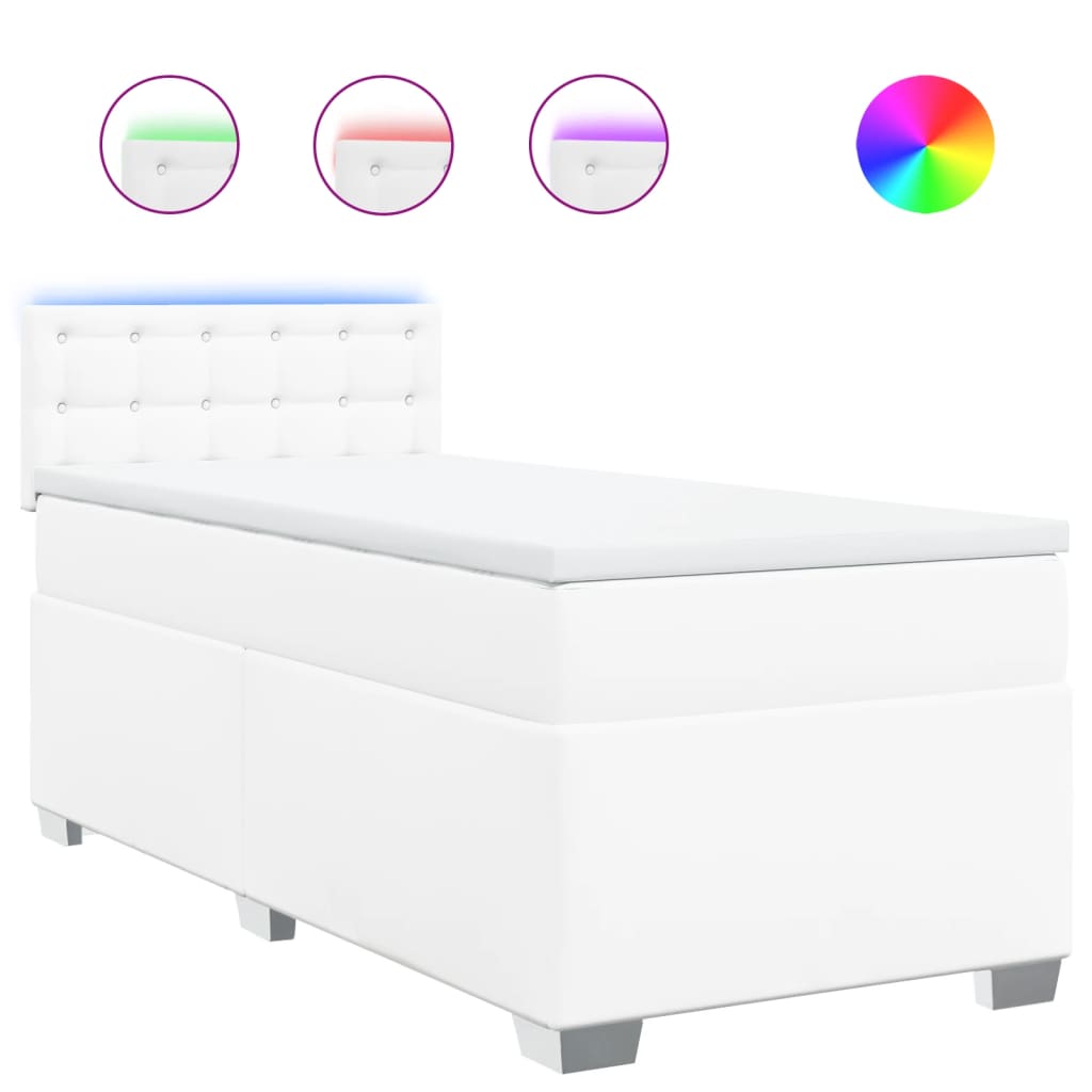 Giroletto a Molle con Materasso Bianco 80x200 cm in Similpelle - homemem39