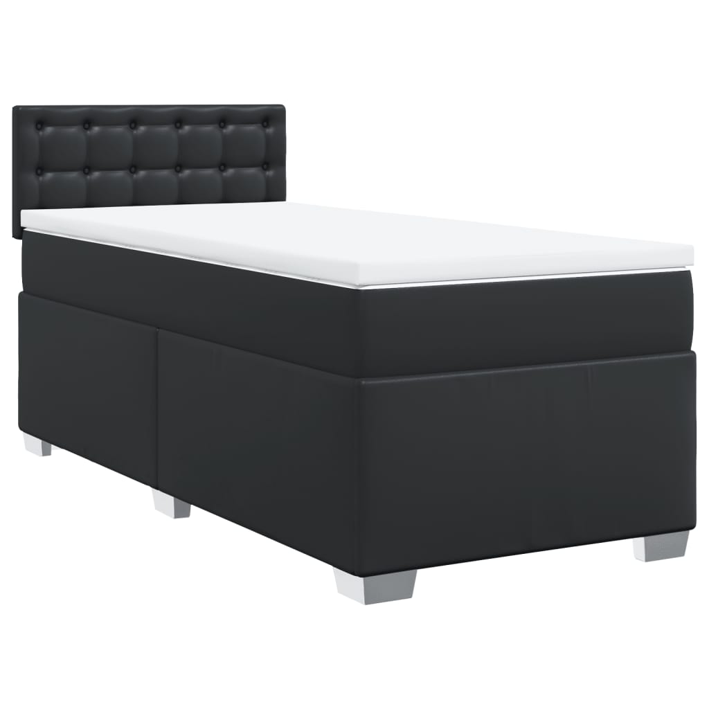 Giroletto a Molle con Materasso Nero 90x190 cm in Similpelle