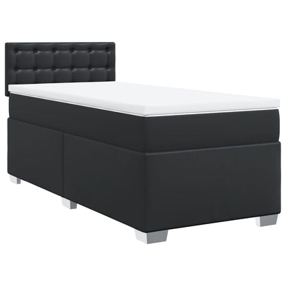Giroletto a Molle con Materasso Nero 90x190 cm in Similpelle