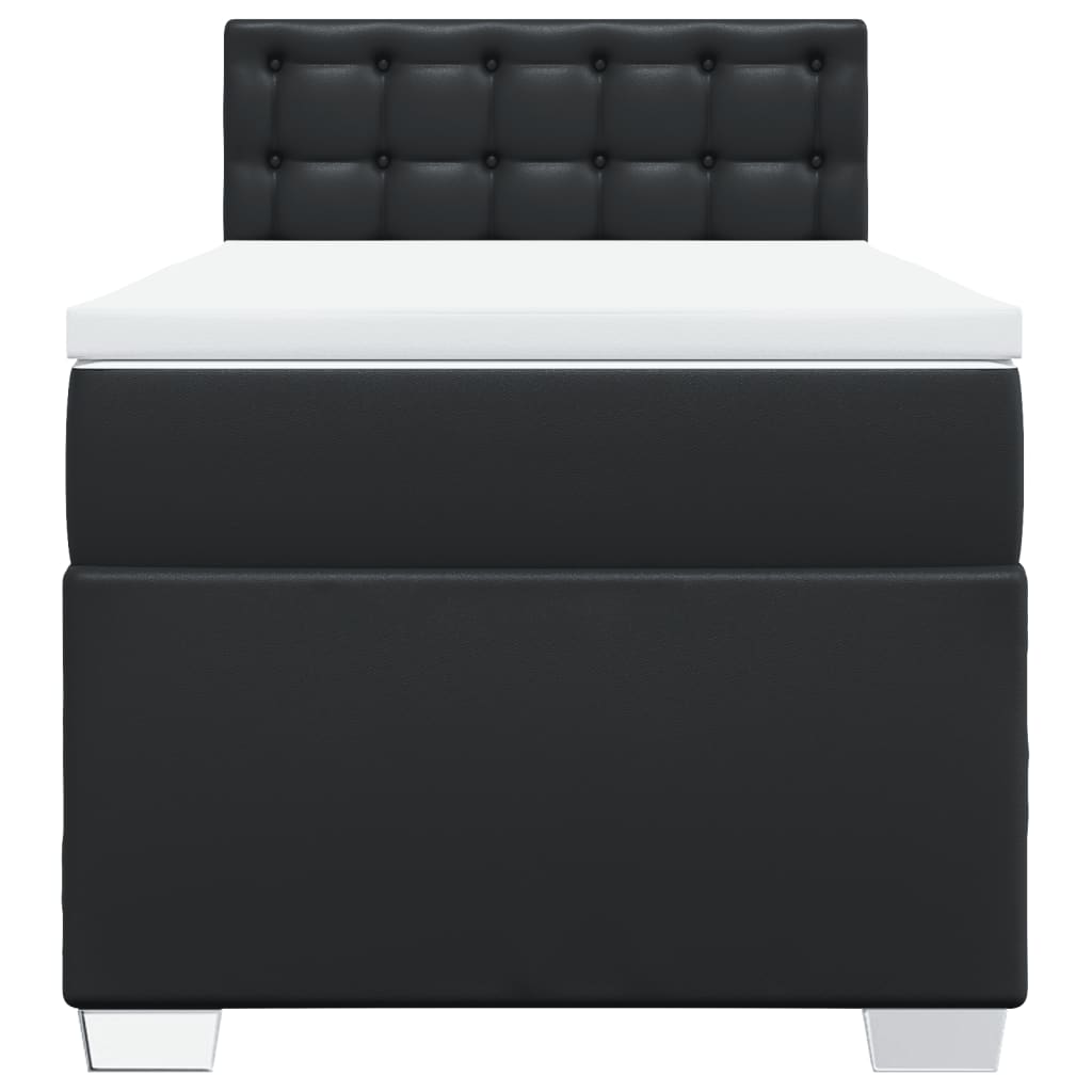 Giroletto a Molle con Materasso Nero 90x190 cm in Similpelle