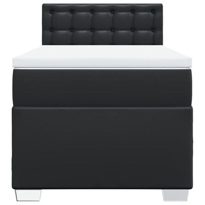 Giroletto a Molle con Materasso Nero 90x190 cm in Similpelle