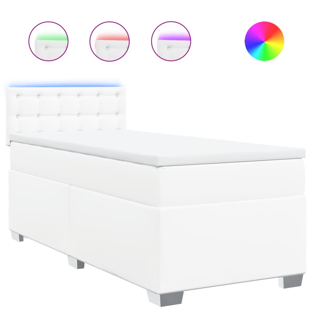 Giroletto a Molle con Materasso Bianco 90x190 cm in Similpelle - homemem39