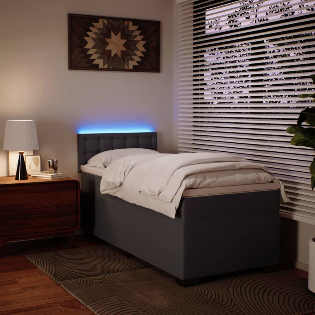 Giroletto a Molle con Materasso Grigio 90x190 cm in Similpelle - homemem39