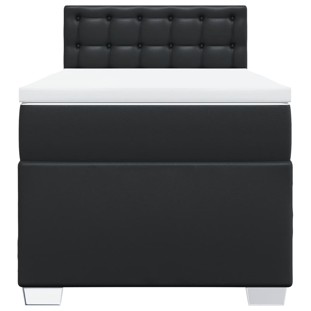 Giroletto a Molle con Materasso Nero 90x200 cm in Similpelle