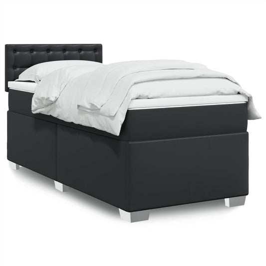 Giroletto a Molle con Materasso Nero 90x200 cm in Similpelle