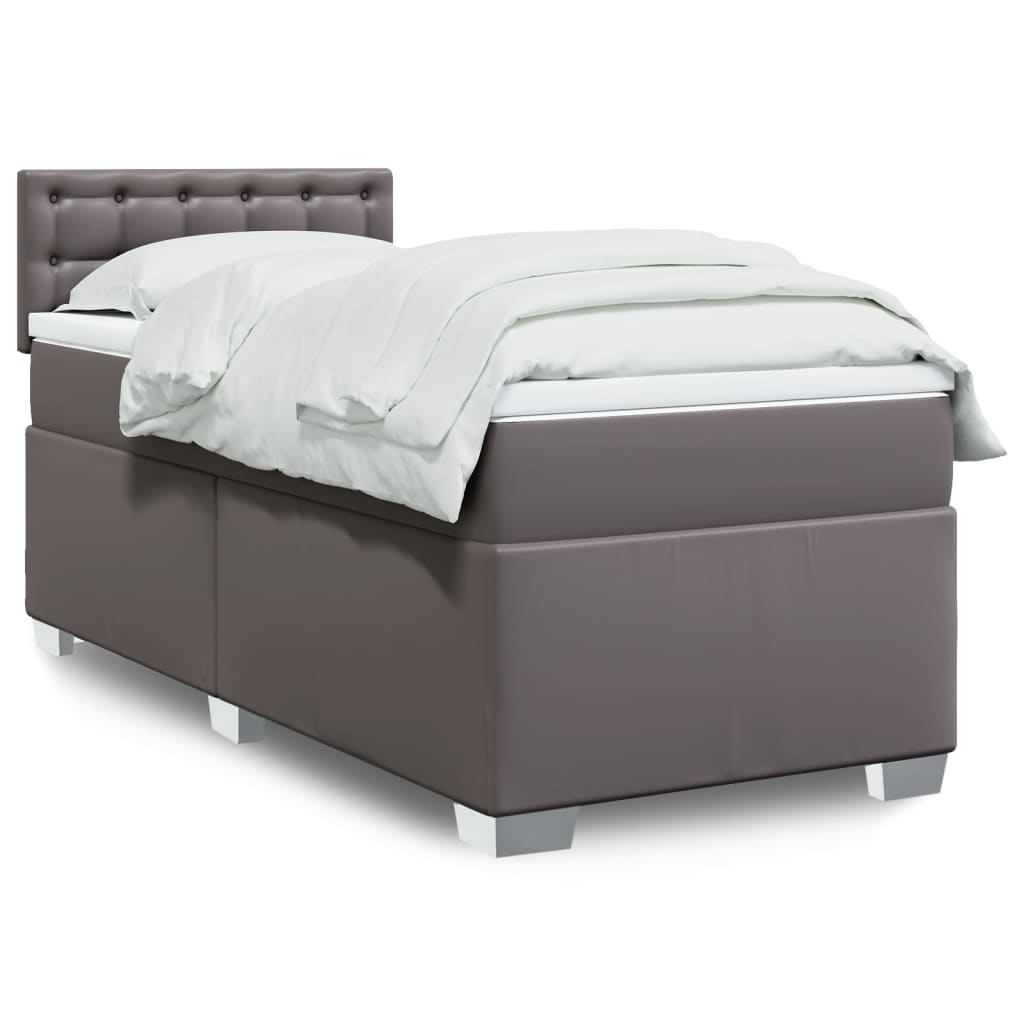 Giroletto a Molle con Materasso Grgio 90x200 cm in Similpelle