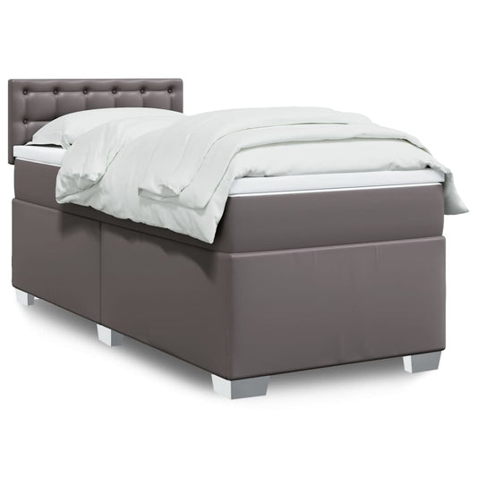 Giroletto a Molle con Materasso Grgio 90x200 cm in Similpelle