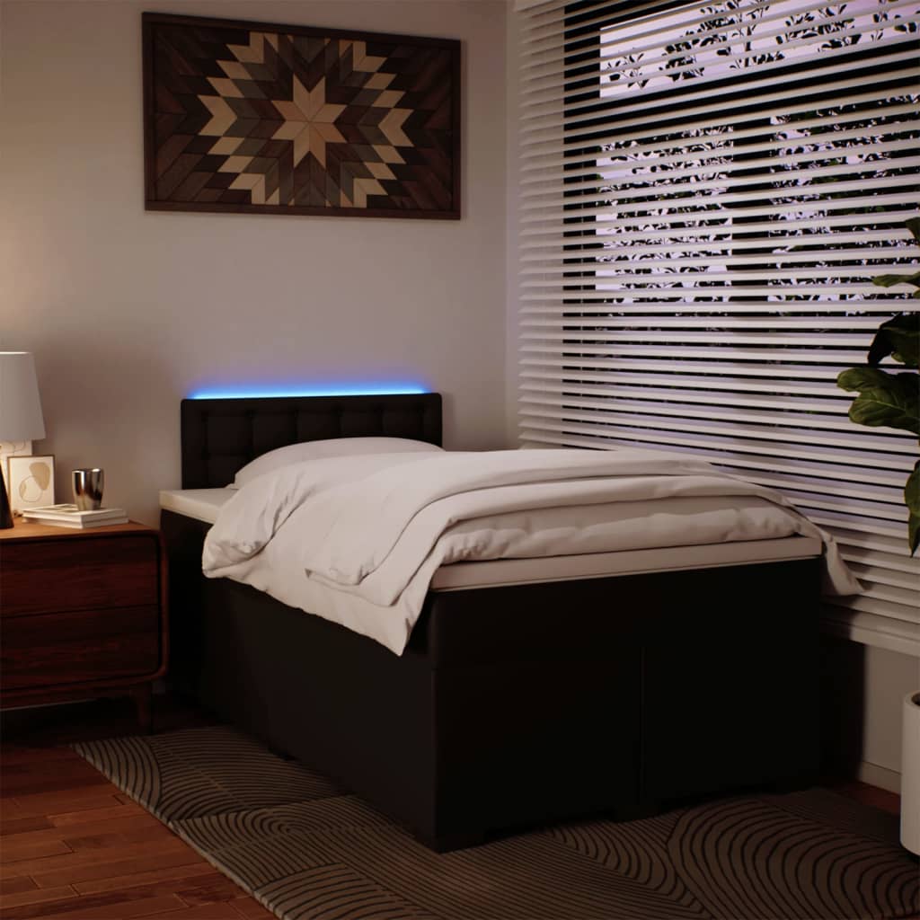 Giroletto a Molle con Materasso Nero 120x190 cm in Similpelle - homemem39