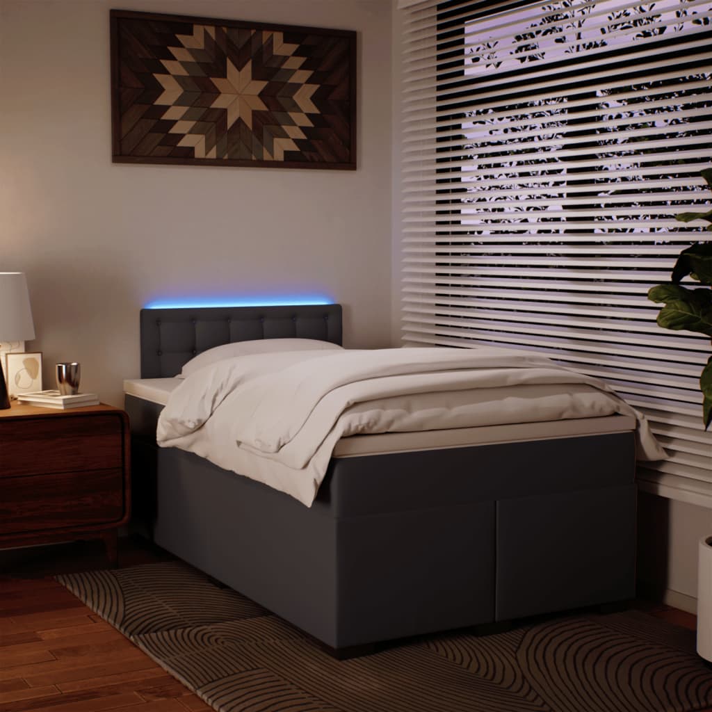 Giroletto a Molle con Materasso Grigio 120x190 cm in Similpelle - homemem39