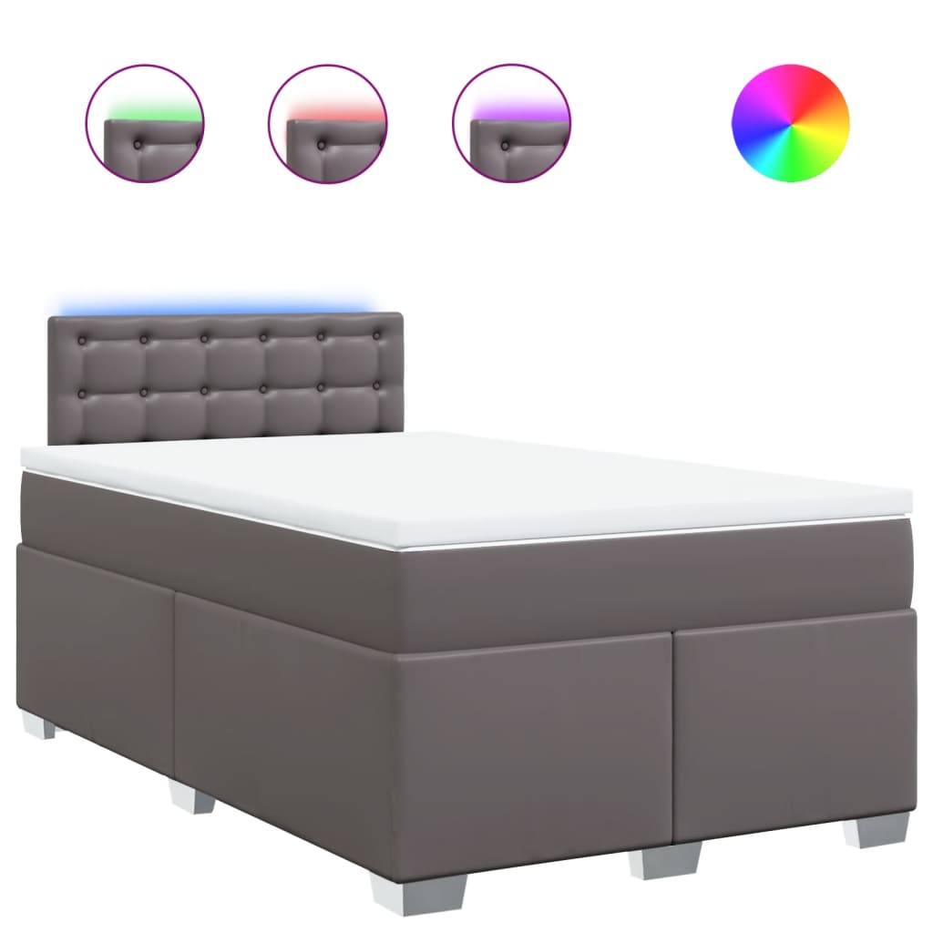 Giroletto a Molle con Materasso Grigio 120x200 cm in Similpelle | homemem39