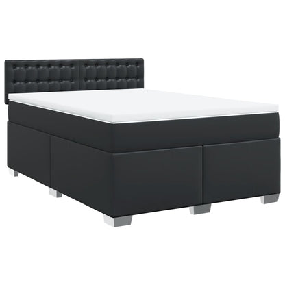 Giroletto a Molle con Materasso Nero 140x190 cm in Similpelle