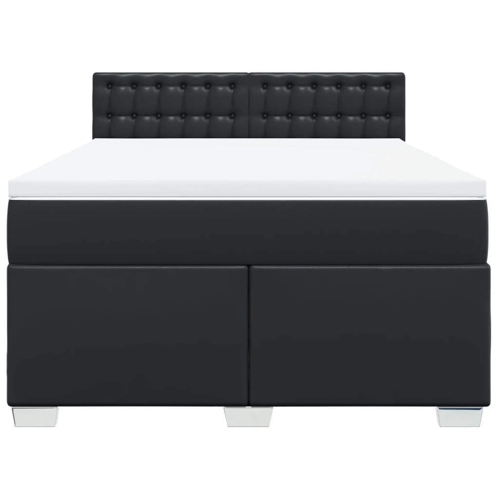Giroletto a Molle con Materasso Nero 140x190 cm in Similpelle