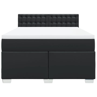 Giroletto a Molle con Materasso Nero 140x190 cm in Similpelle