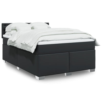 Giroletto a Molle con Materasso Nero 140x190 cm in Similpelle