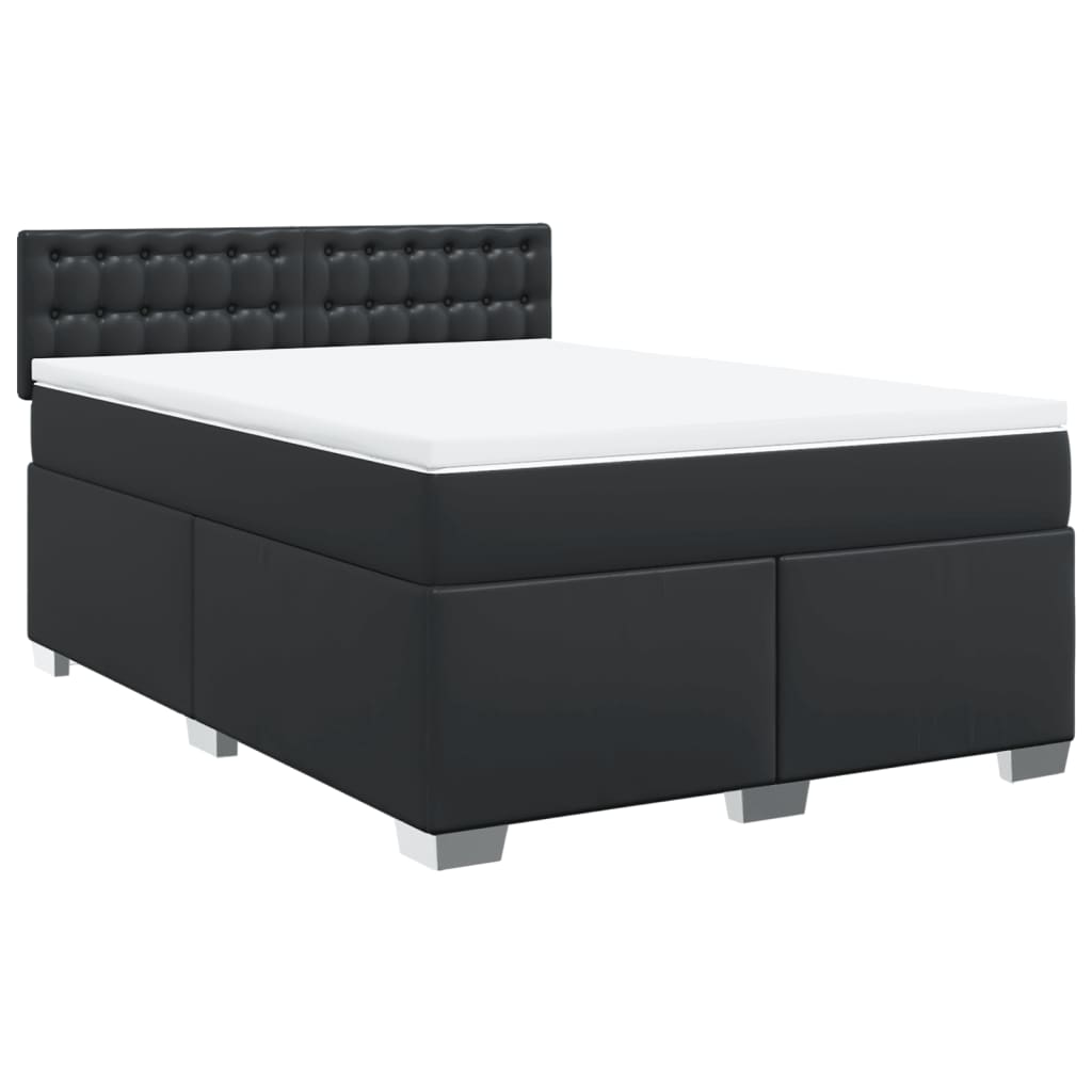 Giroletto a Molle con Materasso Nero 140x200 cm in Similpelle