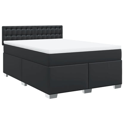 Giroletto a Molle con Materasso Nero 140x200 cm in Similpelle