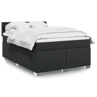 Giroletto a Molle con Materasso Nero 140x200 cm in Similpelle