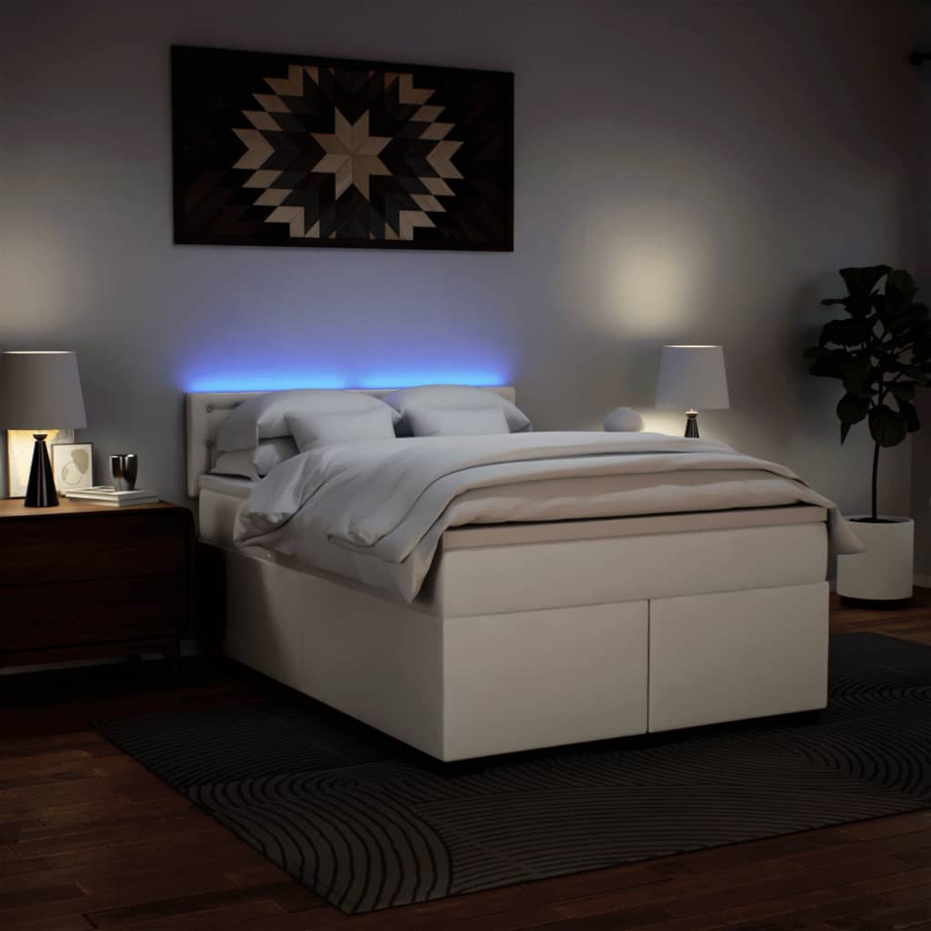 Giroletto a Molle con Materasso Bianco 140x200 cm in Similpelle - homemem39