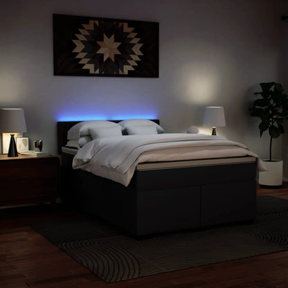 Giroletto a Molle con Materasso Nero 160x200 cm in Similpelle