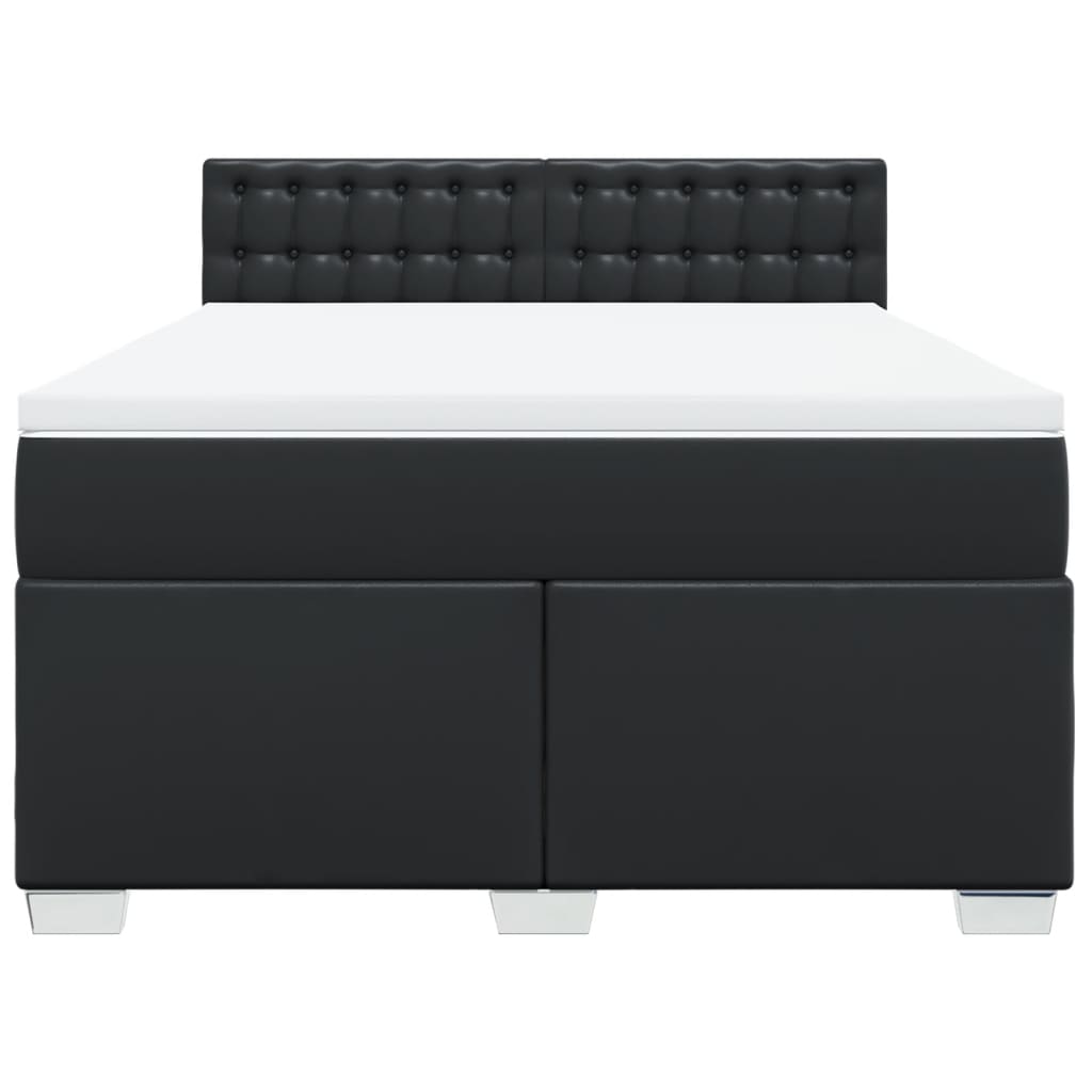 Giroletto a Molle con Materasso Nero 160x200 cm in Similpelle