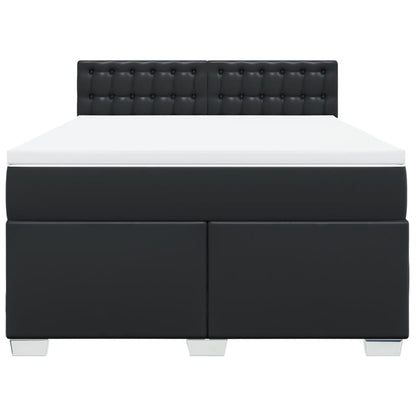 Giroletto a Molle con Materasso Nero 160x200 cm in Similpelle