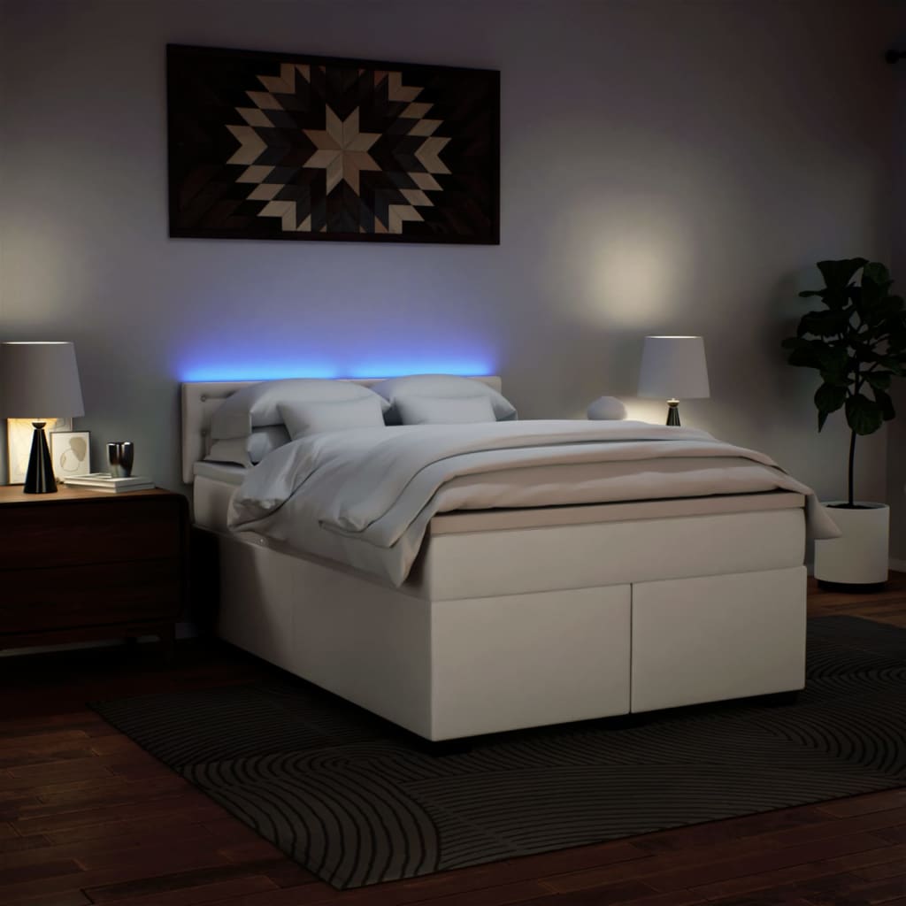 Giroletto a Molle con Materasso Bianco 160x200 cm in Similpelle