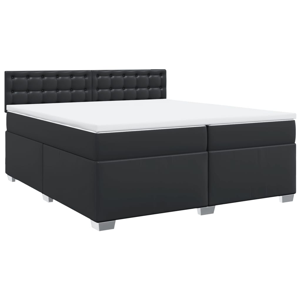 Giroletto a Molle con Materasso Nero 200x200 cm in Similpelle