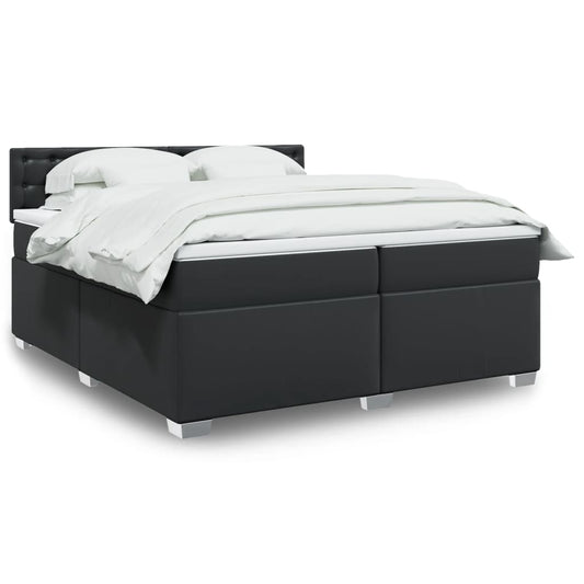 Giroletto a Molle con Materasso Nero 200x200 cm in Similpelle
