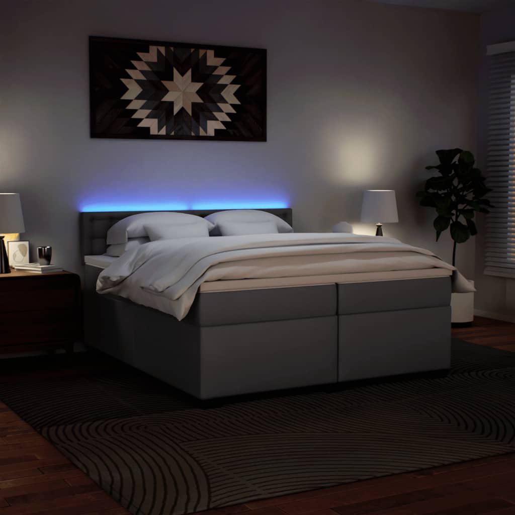 Giroletto a Molle con Materasso Grgio 200x200 cm in Similpelle - homemem39