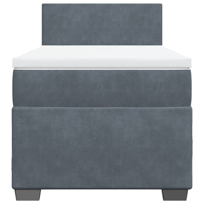 Giroletto a Molle con Materasso Grigio Scuro 80x200 cm Velluto