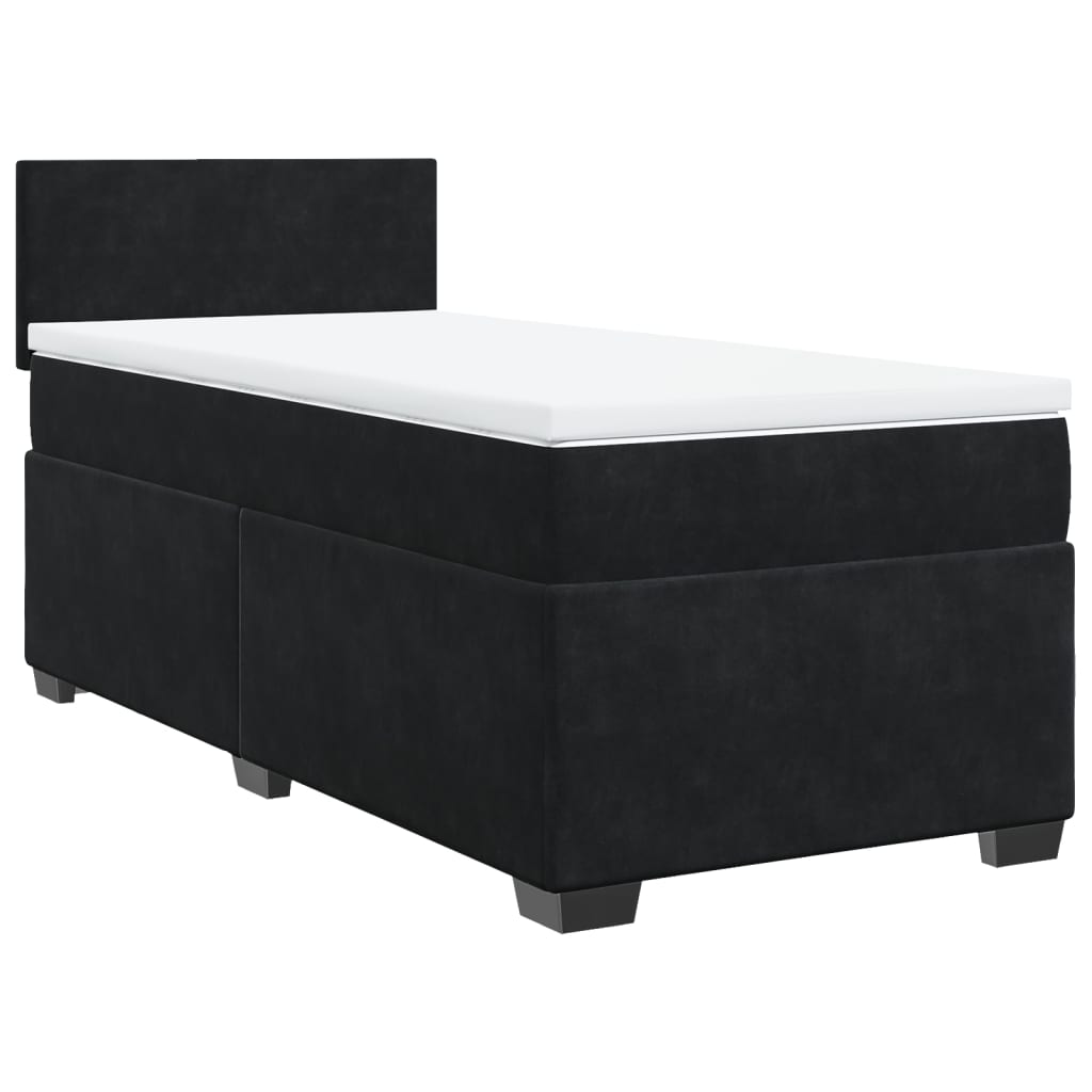 Giroletto a Molle con Materasso Nero 80x200 cm in Velluto