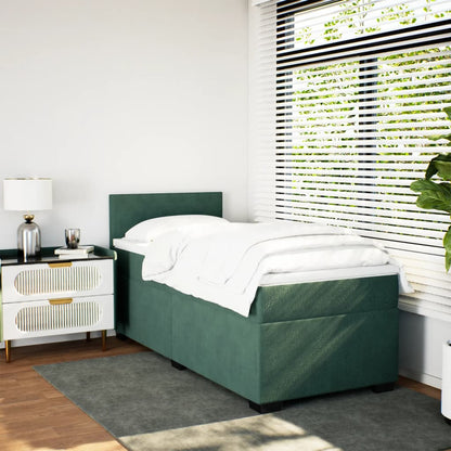 Giroletto a Molle con Materasso Verde Scuro 80x200 cm Velluto