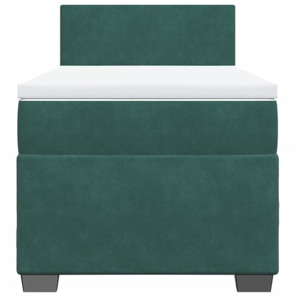Giroletto a Molle con Materasso Verde Scuro 80x200 cm Velluto