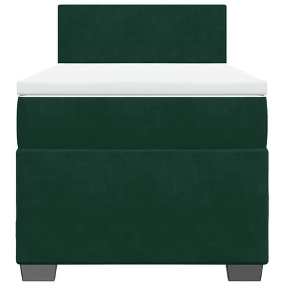 Giroletto a Molle con Materasso Verde Scuro 80x200 cm Velluto