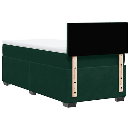 Giroletto a Molle con Materasso Verde Scuro 80x200 cm Velluto