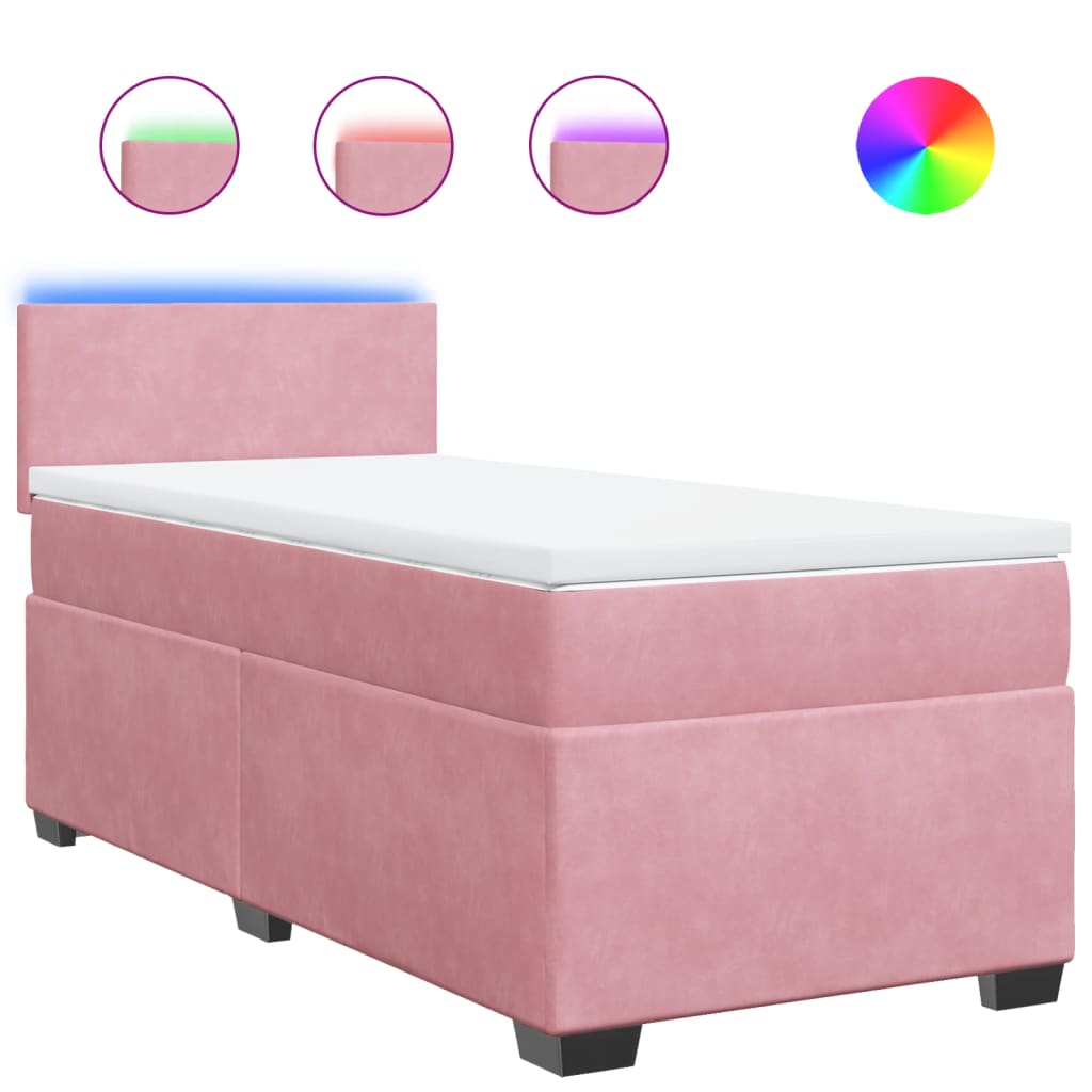 Giroletto a Molle con Materasso Rosa 80x200 cm in Velluto